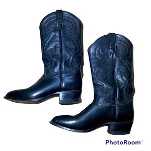 TONY LAMA COWGIRL WESTERN BLACK LEATHER BOOTS SIZE 8.5